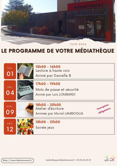 Actualité médiathèque juin 2026