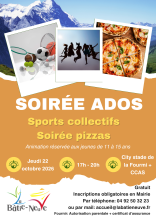 Soirée Ados organisée le 22 octobre de 17h à 20h. 