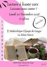 Lecture à haute voix à la médiathèque 2 novembre 2026 à 15h