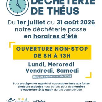 Horaires d'Été déchèterie de Théus