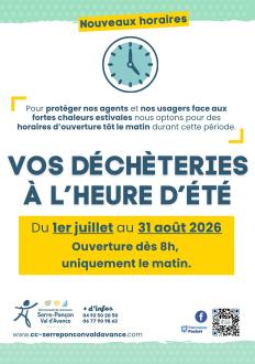Heures d'été déchèteries