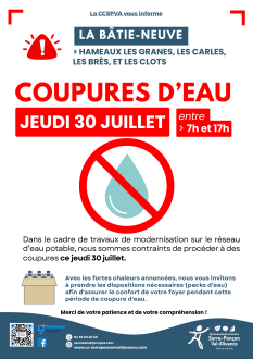 Affiche coupure d'eau du 30 juillet