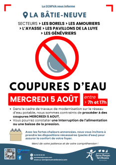 Coupure d'eau 05/08/2026