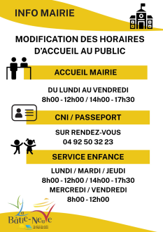 Modification horaires mairie